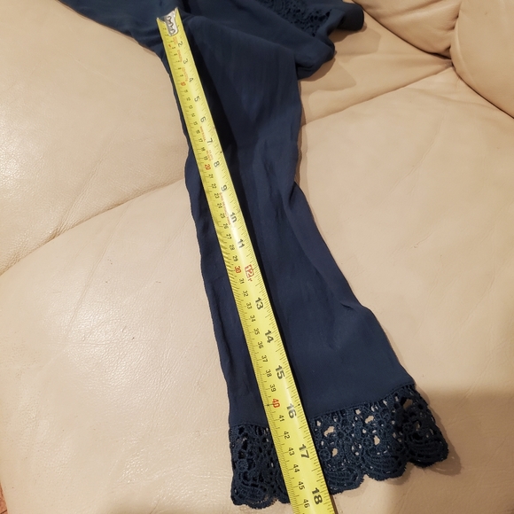 Aritzia Gentle fawn small blouse high neck bell sleeve Top flowy teal lace shirt - Picture 15 of 16